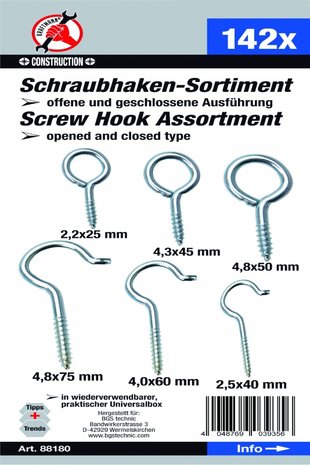 Screw Hook / Ring Hook Assortment 142 pcs