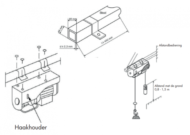 Wire rope hoist 230v 400 kg, 12 m, 230 v, wired operation