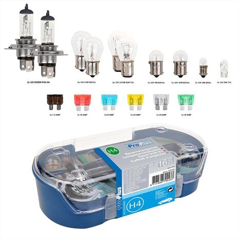 Spare bulb kit H4 16-pieces