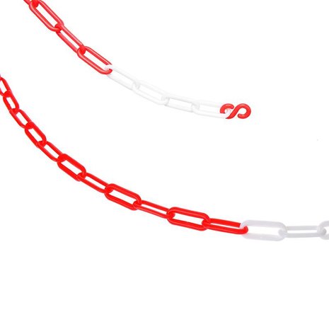 Barrier chain plastic red/white 5M