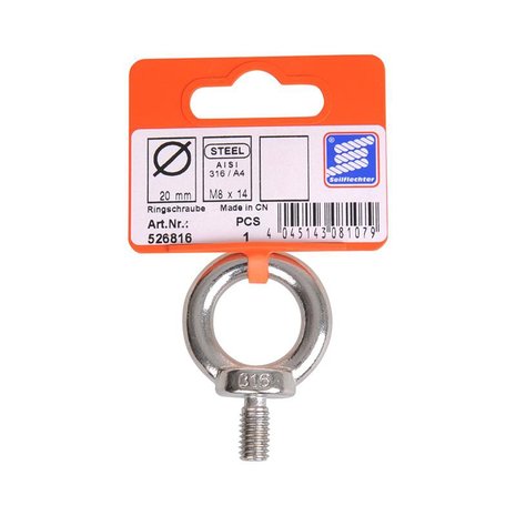 Ring bolt M8, A4 RVS AISI 316