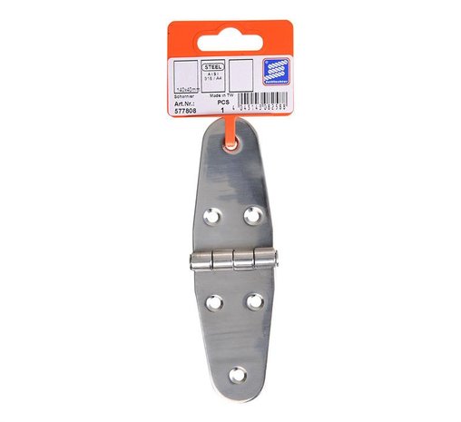 Hinge, 145x72mm, A2 RVS AISI 316, 6 hole