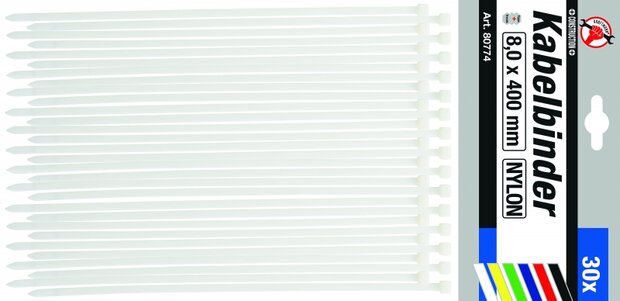 Cable Tie Assortment white 8.0 x 400 mm 30 pcs