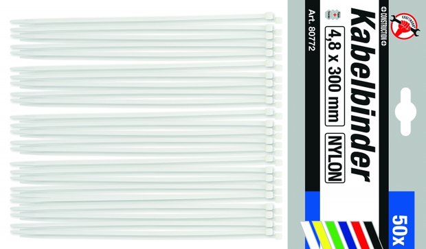 Cable Tie Assortment white 4.8 x 300 mm 50 pcs