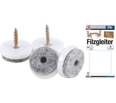  Felt pad set | with screws | Ø 24 mm | 20 pcs.