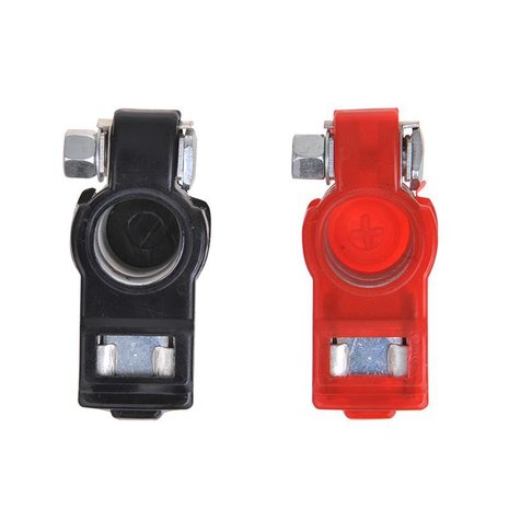 Battery terminal clamps set (+) and (-) with plastic protection red/black