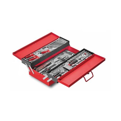 Sturdy steel 3-piece tool box 76-piece