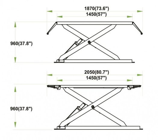 3 ton lifting table with 960 mm lifting height