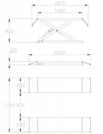 3 ton lifting table with 960 mm lifting height