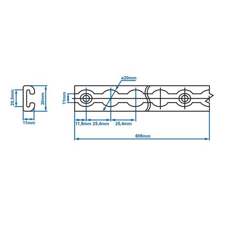 Aluminum binding rail 60cm
