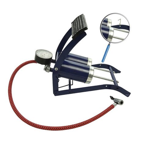 Foot pump double cylinder with pressure gauge