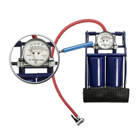 Foot pump double cylinder with manometer