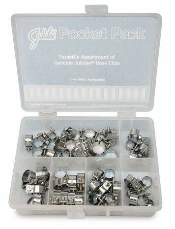 Stainless steel hose clamps in sturdy ABS case 54-piece