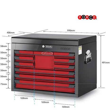 Top cabinet with 10 drawers Red and Black (gloss paint)