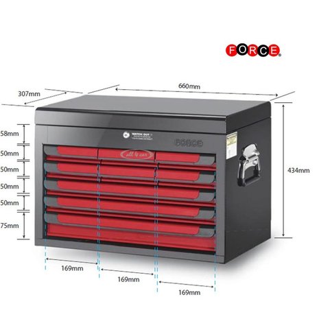 Top cabinet with 9 drawers Red and Black (gloss paint)