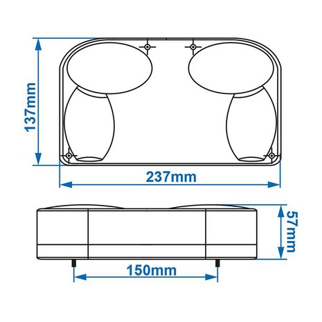 Rear light 6 functions 237x137mm right