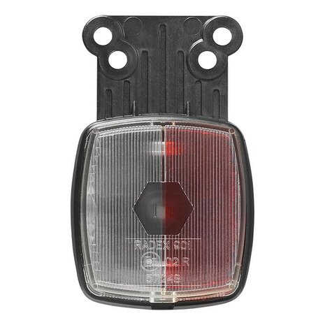 Front position lamp red/white 66x62mm with reflector on bracket