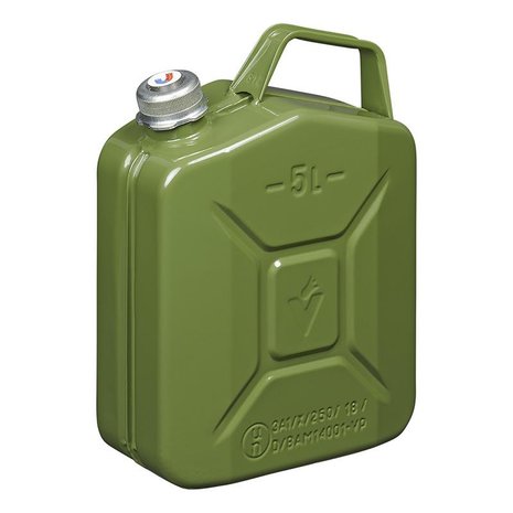 Jerry can 5L metal green with magnetic screw cap UN- & TüV/GS-approved