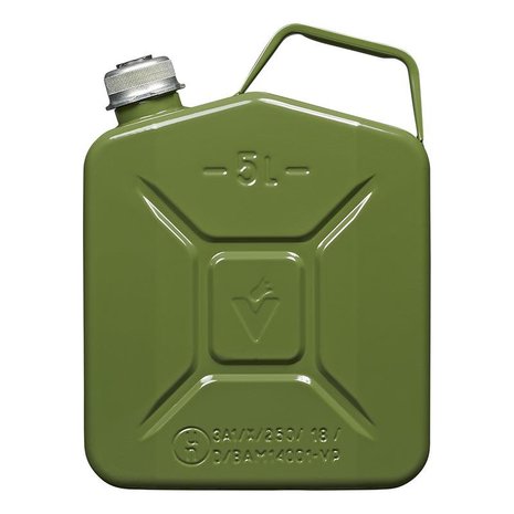 Jerry can 5L metal green with magnetic screw cap UN- & TüV/GS-approved