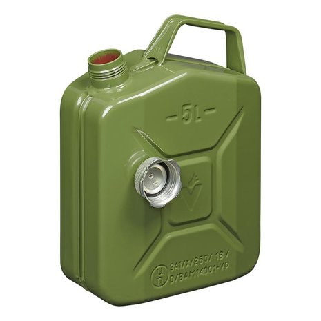 Jerry can 5L metal green with magnetic screw cap UN- & TüV/GS-approved