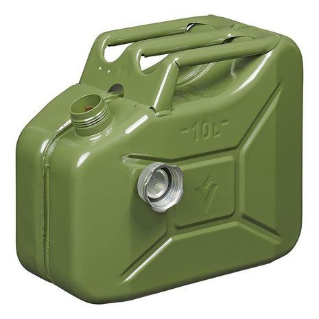 Jerrycan 10L metal green with magnetic screw cap UN- TuV/GS-approved