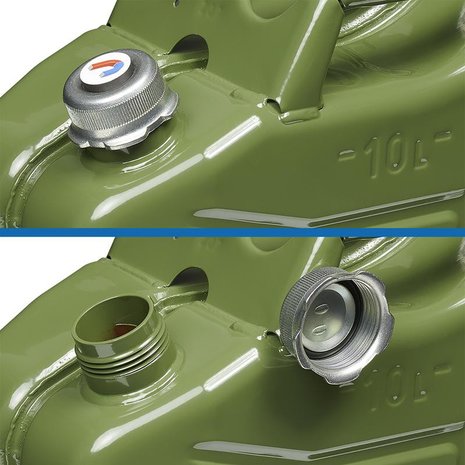 Jerrycan 10L metal green with magnetic screw cap UN- TuV/GS-approved