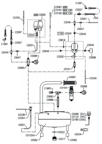 Low-noise airbrush compressor 8 bar, 9 liters