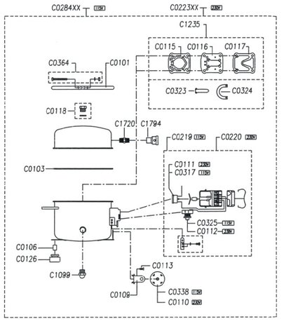 Low-noise airbrush compressor 8 bar, 9 liters