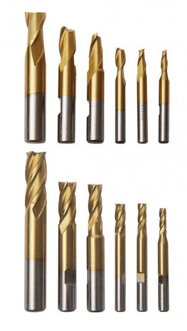 Set of 12 end mills 2 and 4 flute in alu box