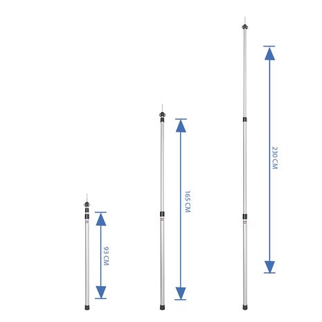 Tent pole telescopic 3-piece 93-230cm - set of 2