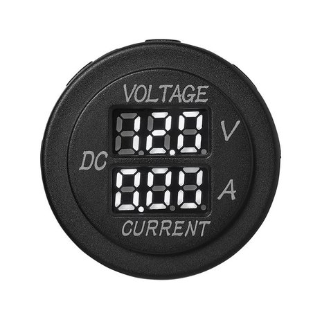 Flush mount digital volt-ammeter 6-30V / 0-10A