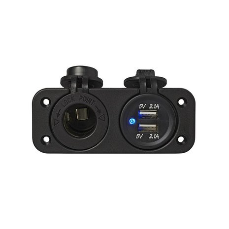 Flush-mounting kit: socket DIN + USB port double type A 2x2100mA