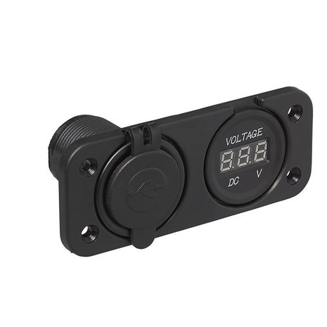Installation kit: voltmeter 6-30V + USB port double type A 2x2100mA