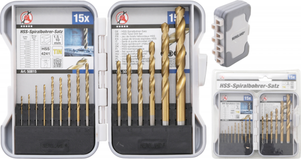 HSS Drills Set titanium nitrated 1.5 - 10 mm 15 pcs.