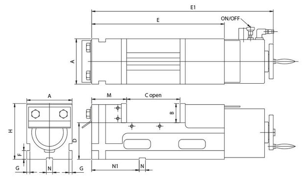 Pneumatic machine clamp extra high clamping force