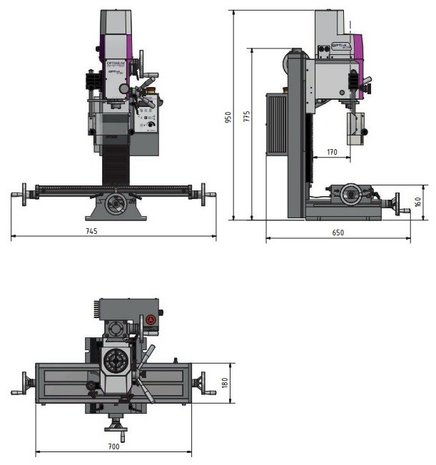 Drilling milling machine dro 480x170x370 mm