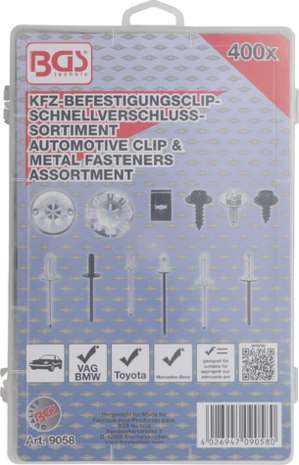 Automotive Clip Assortment for Audi, VW, Toyota, Mercedes-Benz, BMW 400 pcs.