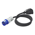 Adapter cable 150cm 3x2.5mm² from CEE plug to Schuko socket