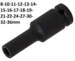 Impact Socket Hexagon, deep (1/2) Drive 8-36mm