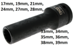 Impact Socket 12-point, deep (3/4) Drive 17-39mm