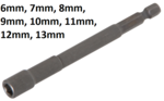 Socket, Hexagon, extra long for electric drills (1/4) Drive