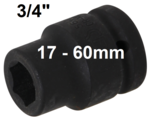 Impact Socket, Hexagon (3/4) Drive 17-60mm