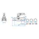 Steel ball coupling round 40/45/50mm 2300kg braked