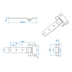 Door hinge 143x61mm