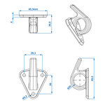 Rope hook metal with eyelet 48x45mm x5 pieces