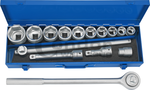 Socket Set, 15 pcs., 3/4, hex 19-50 mm