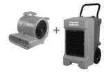 Pack BDE95 construction dryer and RV3000 floor fan