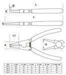 Circlip Pliers Set 250 mm 4 pcs