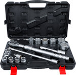 Socket Set with Reversible Ratchet, extendable 20 mm (3/4) Drive 19 - 50 mm 16 pcs