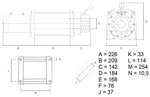 Direct current towing winch 12 Volt DC 4.08 tons